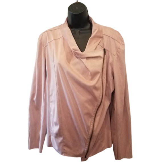 Mote Draped Soft Faux Suede Pink Jacket Plus XXL - Picture 4 of 9